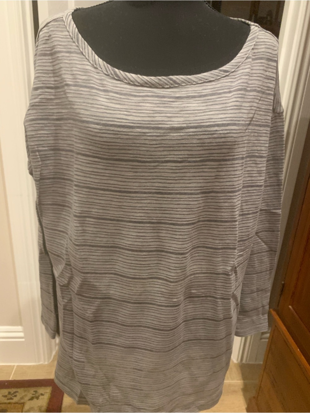 Talbots Gray Striped Long Sleeve Tee